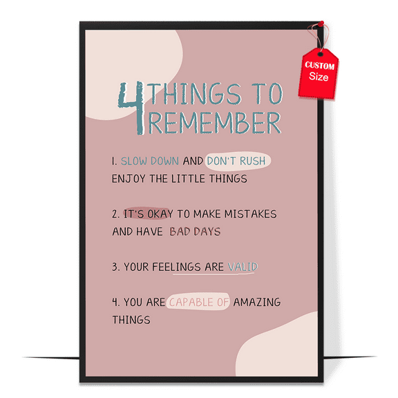 LOLUIS Things To Remember Poster, Mental Health Poster, Positive Inspirational Quote Print Wall Art Decor (Unframed 11"x17")
