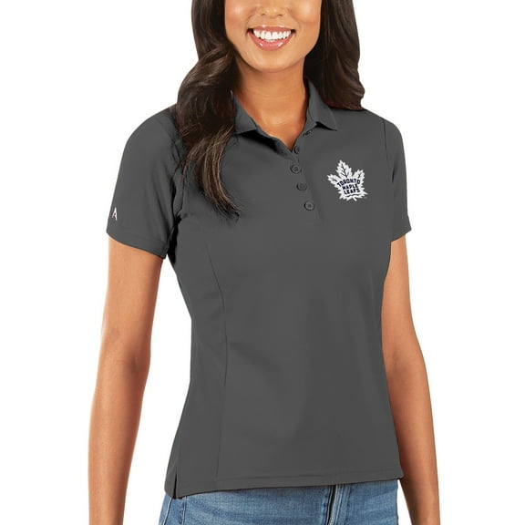 Women's Antigua Charcoal Toronto Maple Leafs Legacy Pique Polo