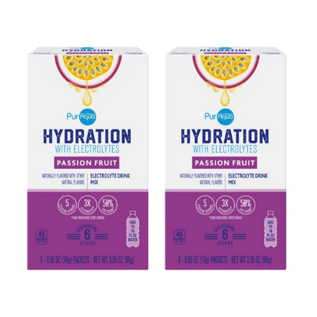 PurAqua Passion Fruit Hydration with Electrolyte Drink Mix, 6 count ,2 Pack