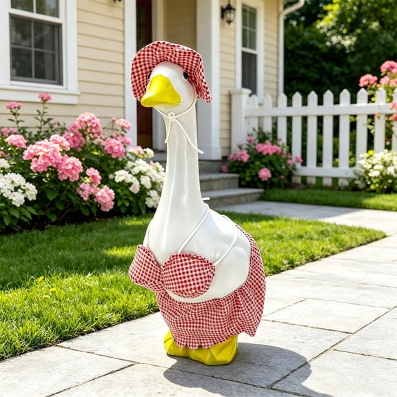 FEOLGEHLY Hawaiian Goose Outfit Summer Porch Goose Cloths Bikini Goose Clothes for Outdoor Garden Yard Decor, Pink