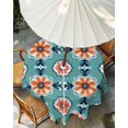 thumbnail image 3 of Outdoor Tablecloth with Umbrella Hole, Boho Turquoise Spillproof Waterproof Outdoor Table Cover, Geometric Minimalist Colorful Floral Patio Tablecloths for Party/Garden/Picnic, Round 60 inch, 3 of 9