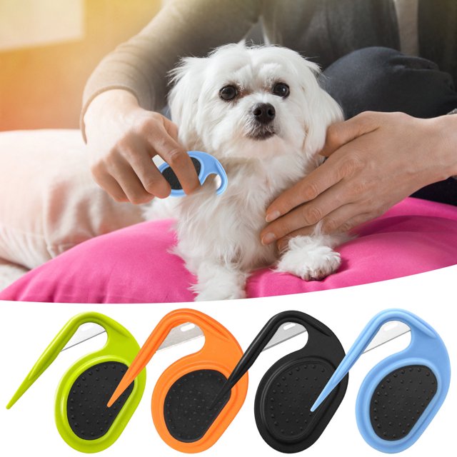 Peine para Mascotas para Desenredar y Desmarañar Perros | Hoja de Acero Inoxidable | Mango Cómodo Antideslizante | Herramienta Portátil de Aseo para Perros y Gatos | Removedor de Nudos | 1 Unidad