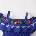 thumbnail image 4 of IBTOM CASTLE Mexican Dress for Girls Toddler Baby Cinco de Mayo Fiesta Mexican Off Shoulder Floral Embroidered Drape Casual Dress 18-24 Months Blue, 4 of 8