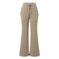 thumbnail image 6 of vigerkar Women's Yoga Pants Workout Leggings Stretchy Casual Pants Stretch Wide Leg Pants with Pockets Khaki, M, 6 of 9