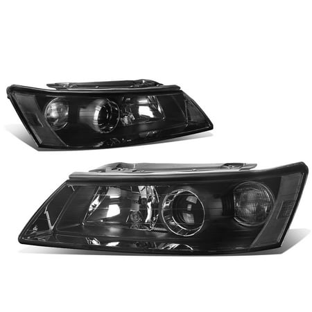 Corner Lights Lens - For 06-08 Hyundai Sonata Pair of Projector Headlight Lamp (Smoked Lens Clear Corner) 5th gen NF