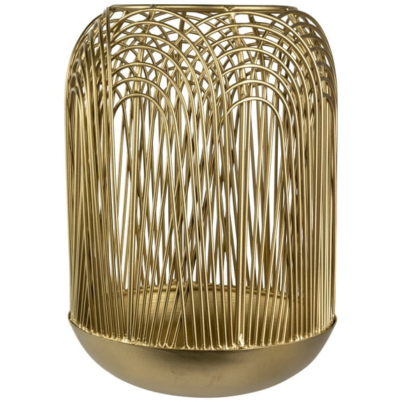 Northlight Medium Layered Iron Pillar Candle Holder - 10.5" - Brass Finish