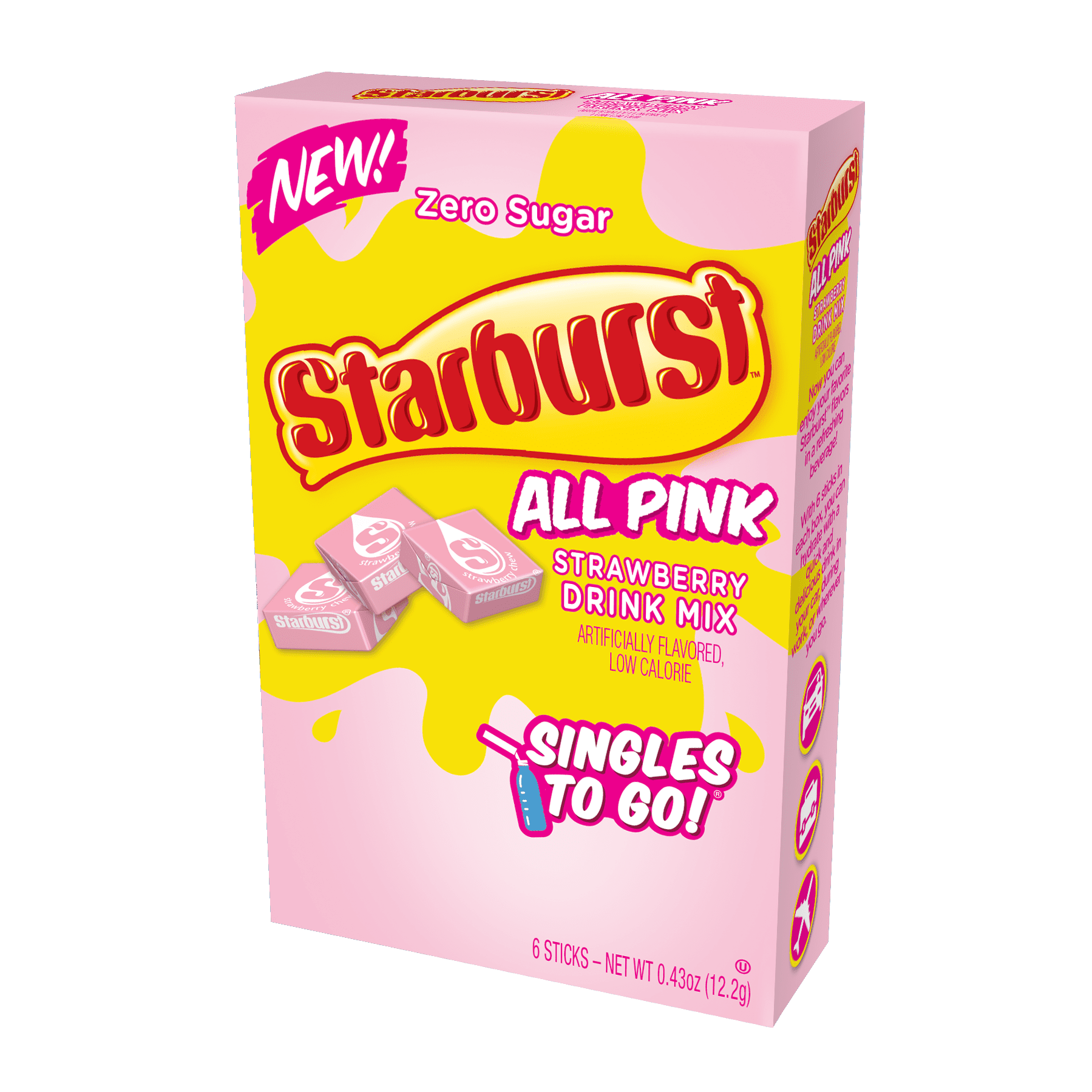Starburst Sugar Free Strawberry Drink Mix - Two Boxes of 6ct Each Box
