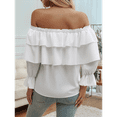 thumbnail image 6 of Women'S Off Shoulder Ruffle Trendy Summer Fashion Long Sleeve Blouse Sexy- Dressy Casual Outfits Layered Tops White S, 6 of 7