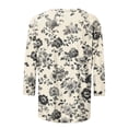 thumbnail image 5 of Craaazy 3/4 Sleeve Tops for Women Loose Fit Crew Neck Vintage Prints Casual T Shirts Plus Size S to 5XL Spring Summer Fall Daily Wear, 5 of 5