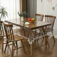 thumbnail image 1 of Xiao Hua Mantel transparente de 55 × 55 pulgadas, 1 pieza, impermeable, para mesa cuadrada, con borlas, protector de mesa cuadrada para comedor en casa, estilo D., 1 of 5