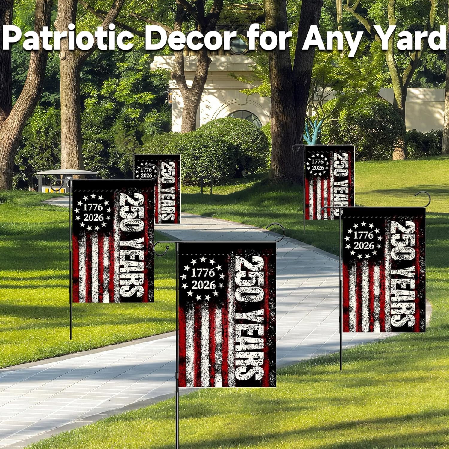 America 250 Years Garden Flag, 250th Anniversary USA Patriotic Double-Sided Banner, Double-Sided Burlap, 1776-2026 Semiquincentennial Commemorative, Suitable for Outdoor Lawn Decor
