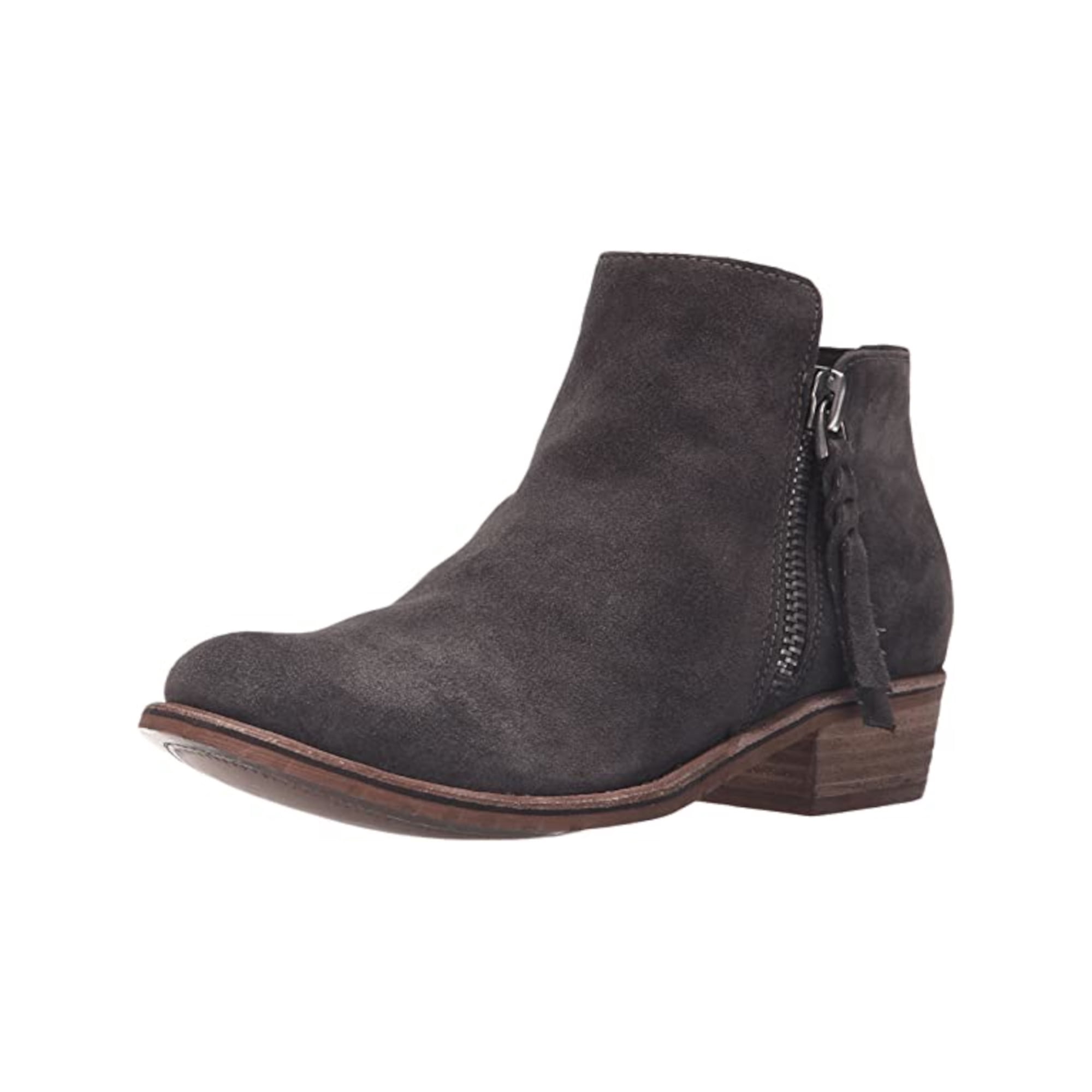 DOLCE VITA Womens Dark Taupe Gray Padded Sutton Almond Toe Stacked Heel Zip Up Leather Booties 5.5 Walmart