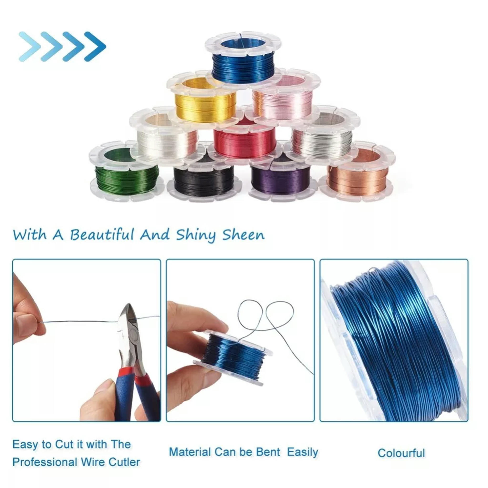 EOEMY 10 Rolls 0.5mm Copper Craft Wire Craft Beading Wire For Bracelet Jewelry Making