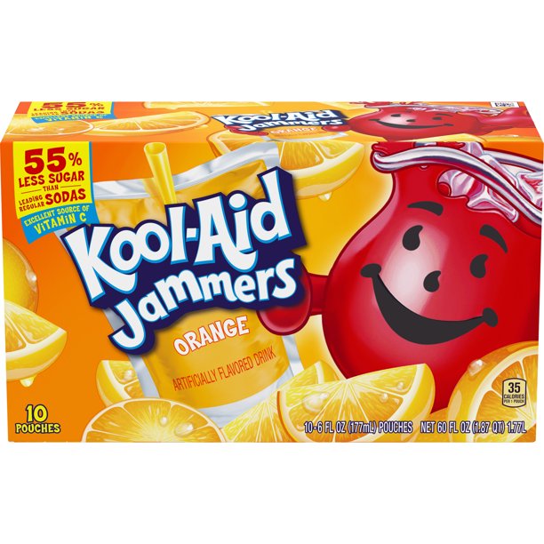 Kool Aid Jammers Orange Artificially Flavored Drink, 10 ct. Box