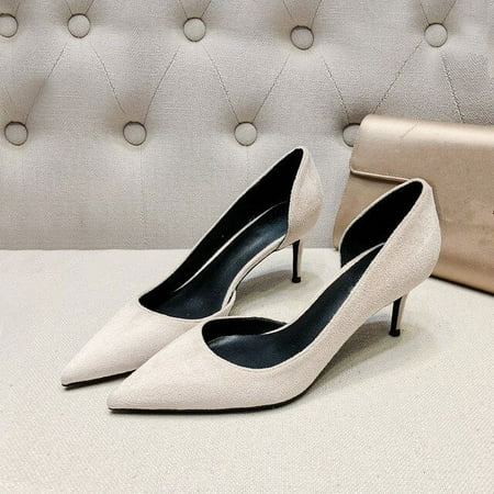 YCNYCHCHY Sexy Women 6cm 8cm High Heels Blue Pink Pumps Pointed Toe Genuine Suede Leather Shoes For Woman Ladies Wedding Bride