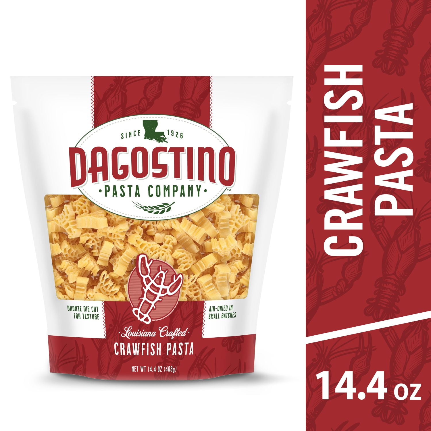 (2 pack) D'Agostino Crawfish Cut Pasta 14.4 oz, Authentic Creole-Italian, Shellfish-Free