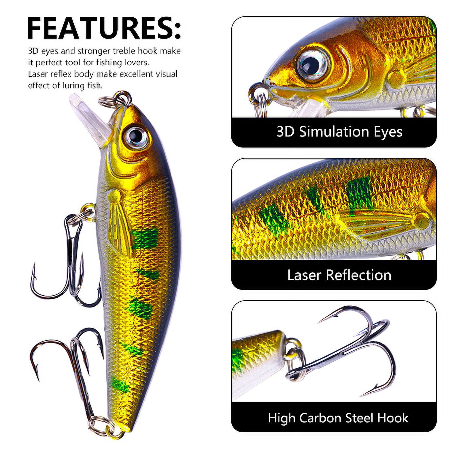 HENGJIA Fishing Lures, Jerkbait for Bass Fishing Minnow Lure Set Fishing Hard Baits Swimbaits Boat Topwater Lures for Trout Bass Perch Fishing,10pcs