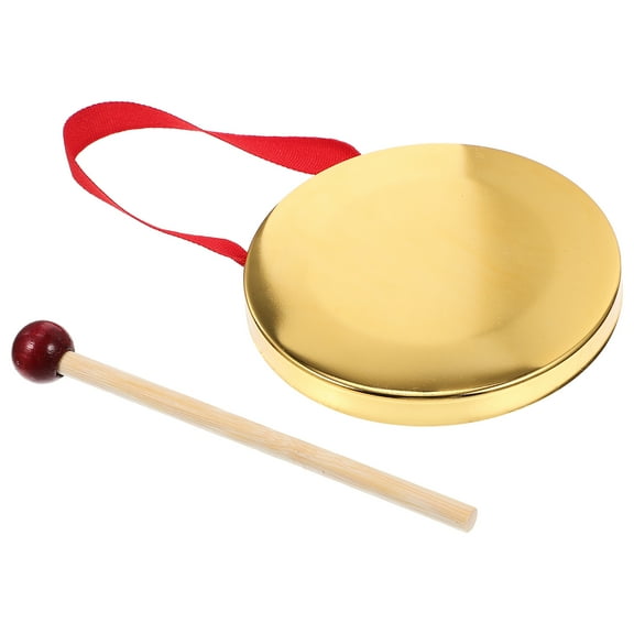 1 Set Small Hand Held Gong with Mallet Metal Gong Percussion Instrument