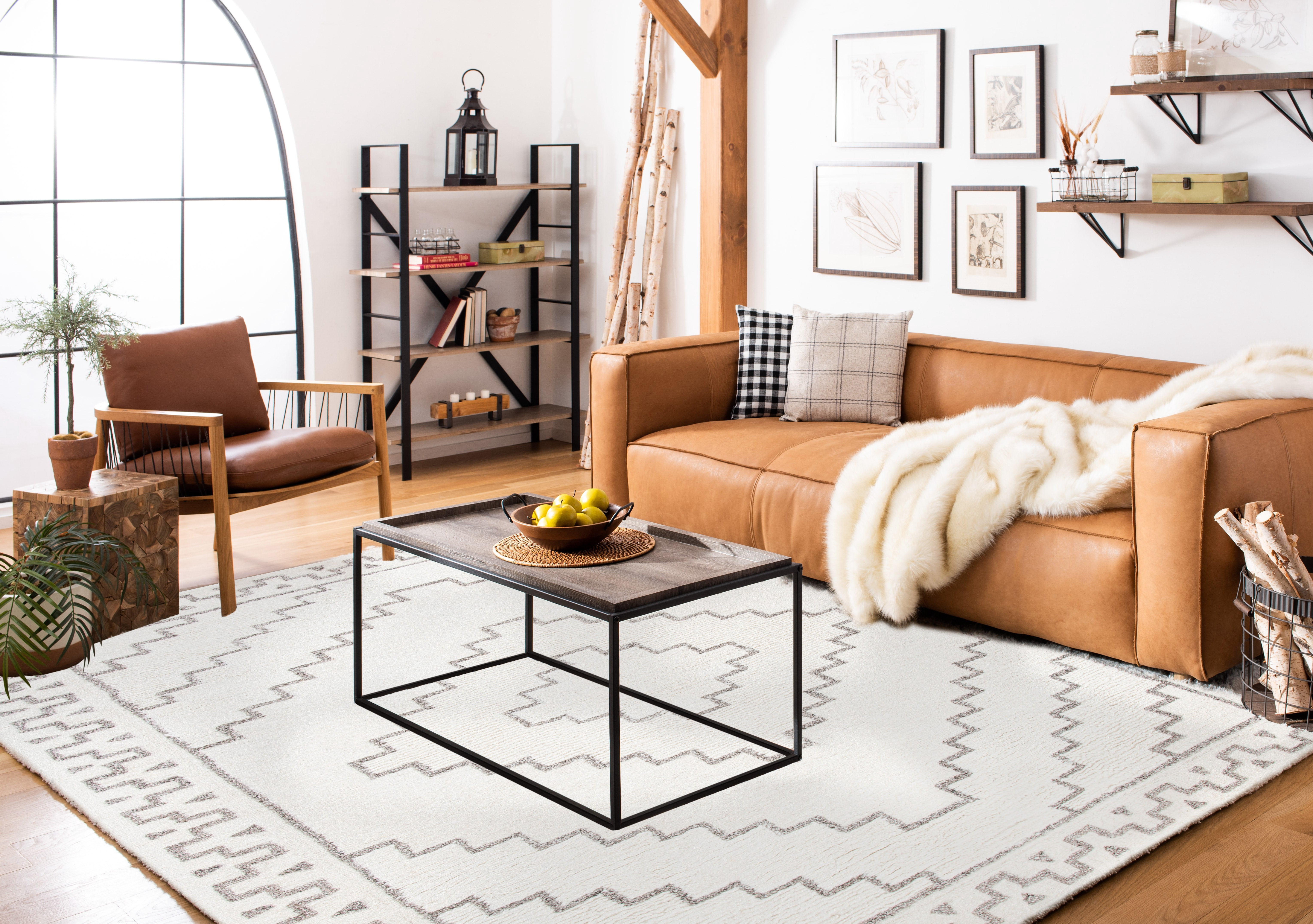 SAFAVIEH Casablanca Lidija Geometric Area Rug, Ivory/Taupe, 6' x 9'