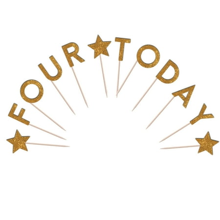Four Today Cupcake Toppers Glitter Cardstock Set of 12 pcs
