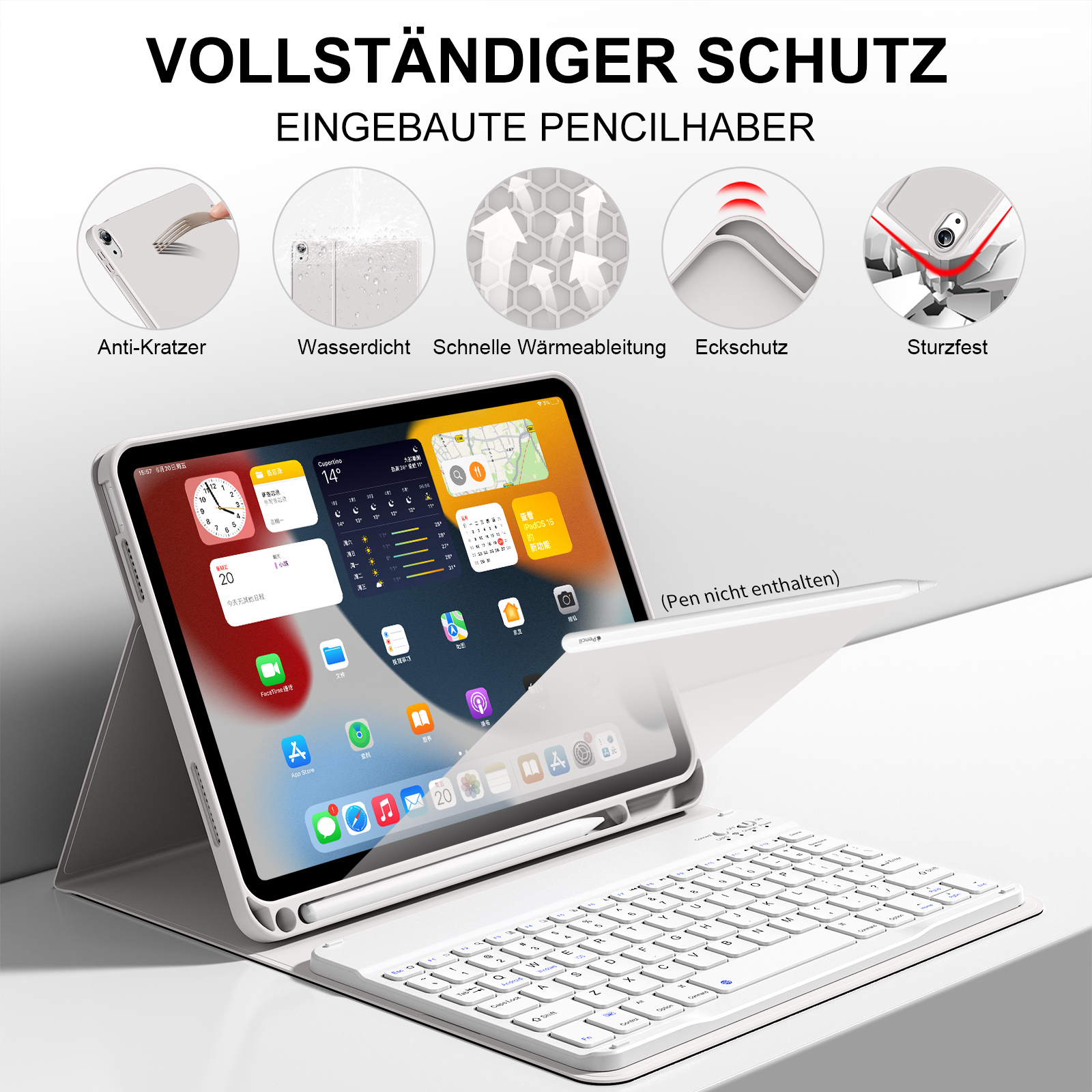 SZPSGC for iPad (A16) 11th Generation Case with Keyboard 11 inch 2025, iPad 10th Generation 10.9 inch Case with Pencil Holder, Multi-Angle Detachable Bluetooth Keyboard,Gray