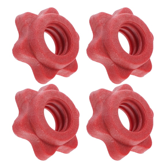 GOOHOCHY  4 Pcs Barbell Accessory Self-locking Nut Security Fitness Red