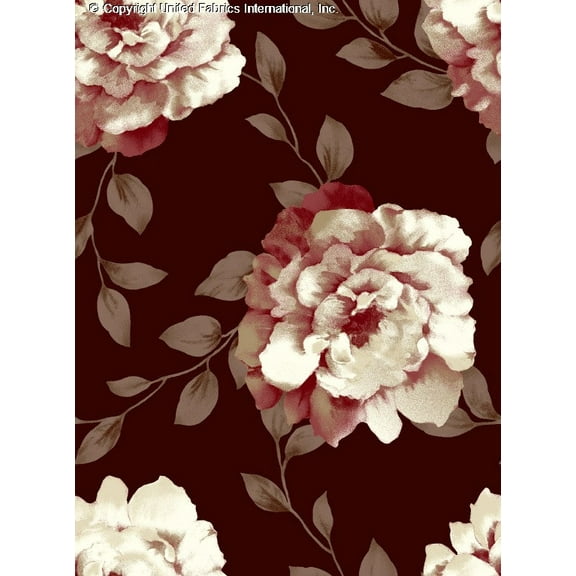 Chiffon Printed Sydney Floral Fabric Sheer Peonies Dressmaking Top Weight Chiffon (BROWN/RED, HalfaYard)