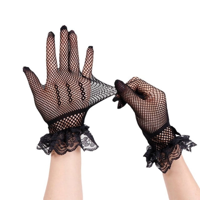 Guantes de encaje para mujer, elegantes guantes cortos de encaje, guantes de fiesta de té para mujer, guantes de encaje para cena de boda, fiesta de té