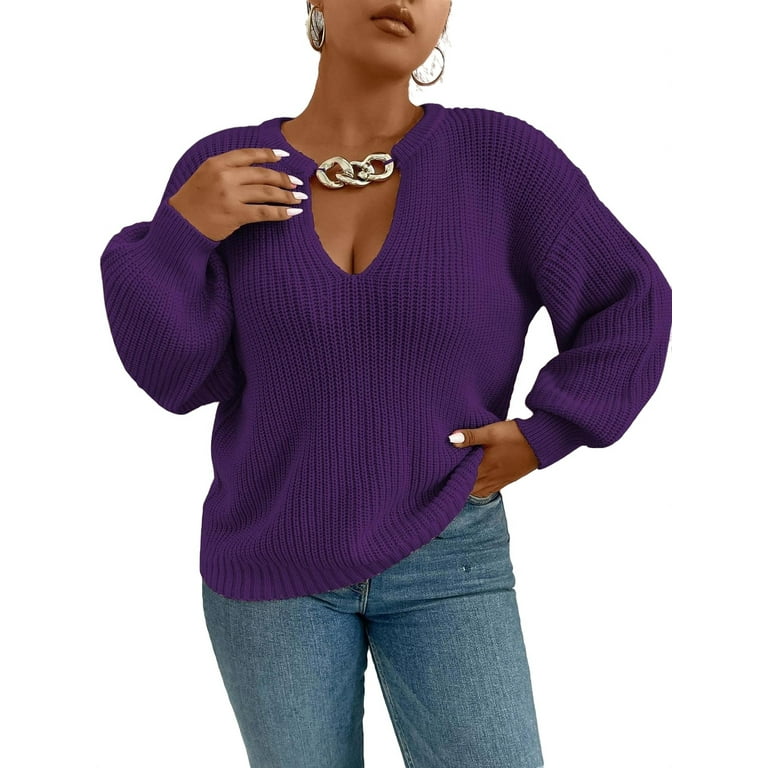 Women's plus clearance size purple sweater