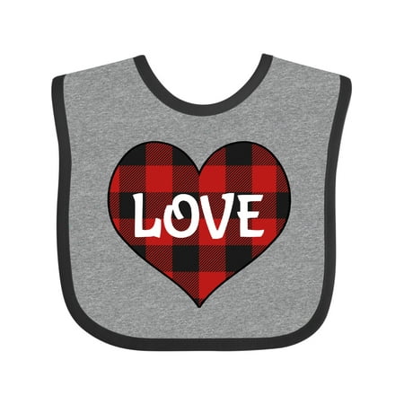 

Inktastic Valentine Buffalo Plaid Love Gift Baby Boy or Baby Girl Bib