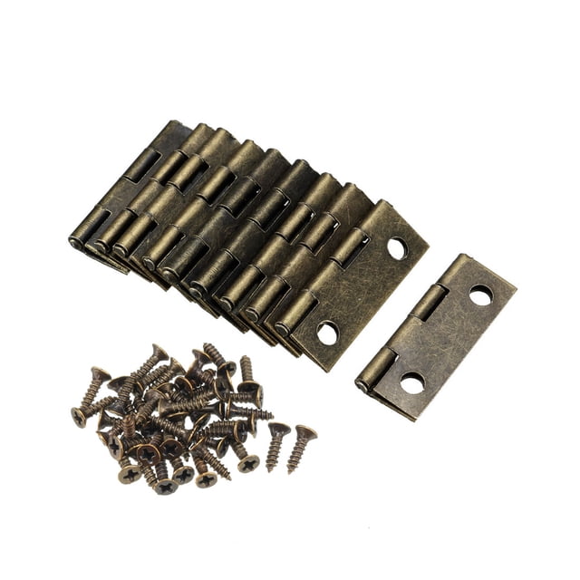 Unique Bargains 0.98' Antique Bronze Hinges Retro Mini Hinge Replacement 10pcs