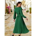 thumbnail image 5 of DARING DIVA Long Sleeve Flowy Pleated Midi Dress S Green, 5 of 7