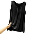 thumbnail image 4 of QUINDOS Womens Tops Summer Ribbed Black Solid Color Loose Sleeveless Round Neck T-shirt Home Tops Thin Bottoming Shirt Womens Tank Tops, 4 of 9