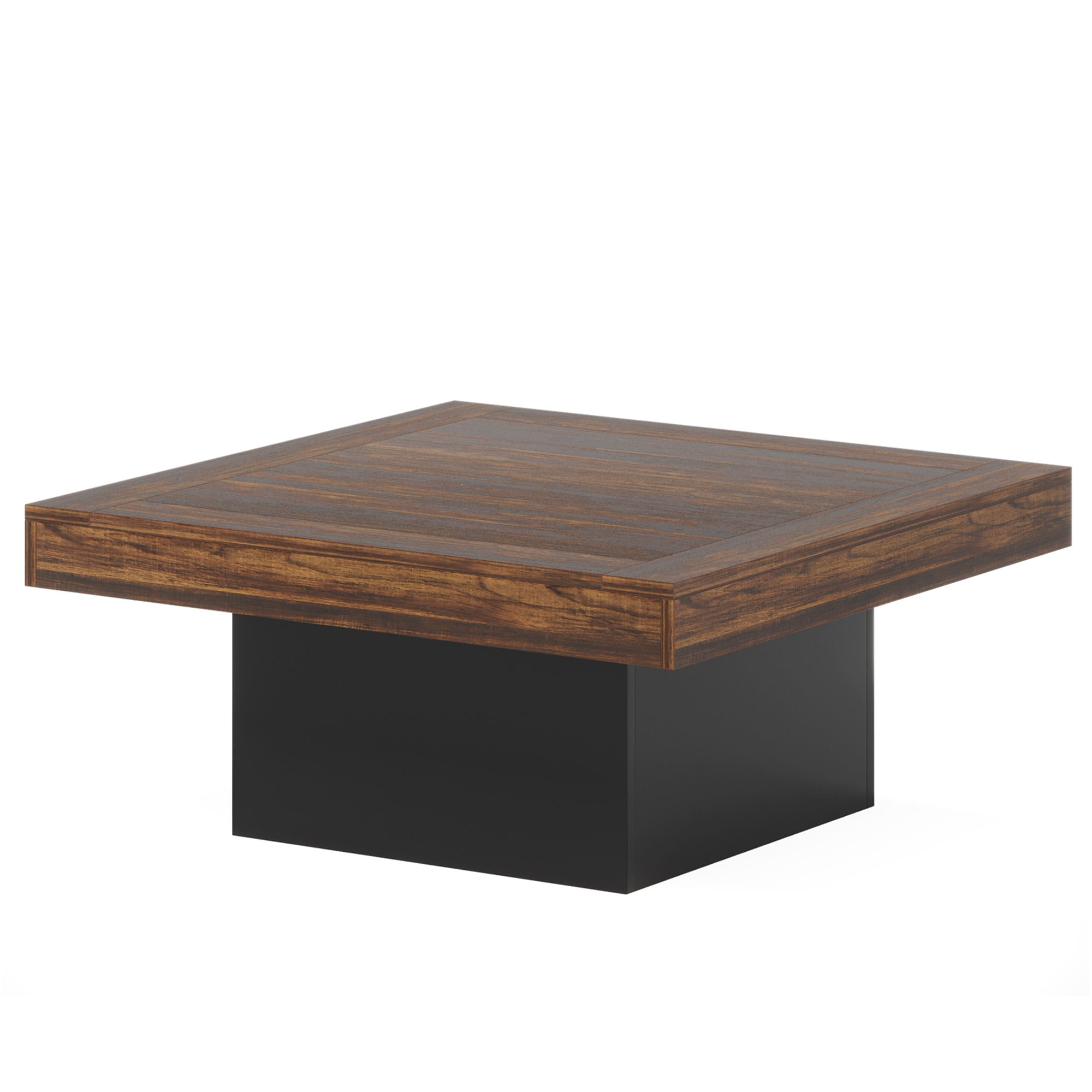 MAYEERTY Square LED Coffee Table 35.4", Rustic Industrial Living Room Table with Adjustable Light