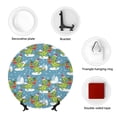 thumbnail image 4 of Wukai Dino Christmas Adventure Snowy Blue Print Decorative Plate for Display,Bone China Decorative Plate, Ceramic Dinner Plate with Stand, Vertical Ceramic Plate-8in, 4 of 6