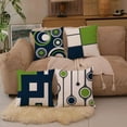 thumbnail image 2 of Navy Blue and Green Outdoor Patio Pillow Covers, Blue Green Pillow Covers Set of 4 16x16 Sturdy Linen Geometric Decorative Throw Pillowcases Zipper Closure for Couch Sofa Living Room Decor, 2 of 6