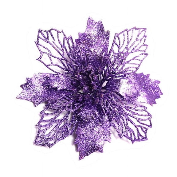 Qocolhg 12 Pcs Christmas Poinsettia Flower, Glitter Poinsettia Tree Ornaments, Dark Brown Artificial Flower Decorating Wreath Garland, for Wedding Home Decor, Christmas Decorations Clearance