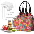 thumbnail image 4 of Pioneer Flower Floral Print Pattern Drawstring Lunch Bag Women - Drawstring Lunch Bag Insulated for Work Office - Stain-Resistant Large Lunchbags for Women with Multi-Pockets, 4 of 6