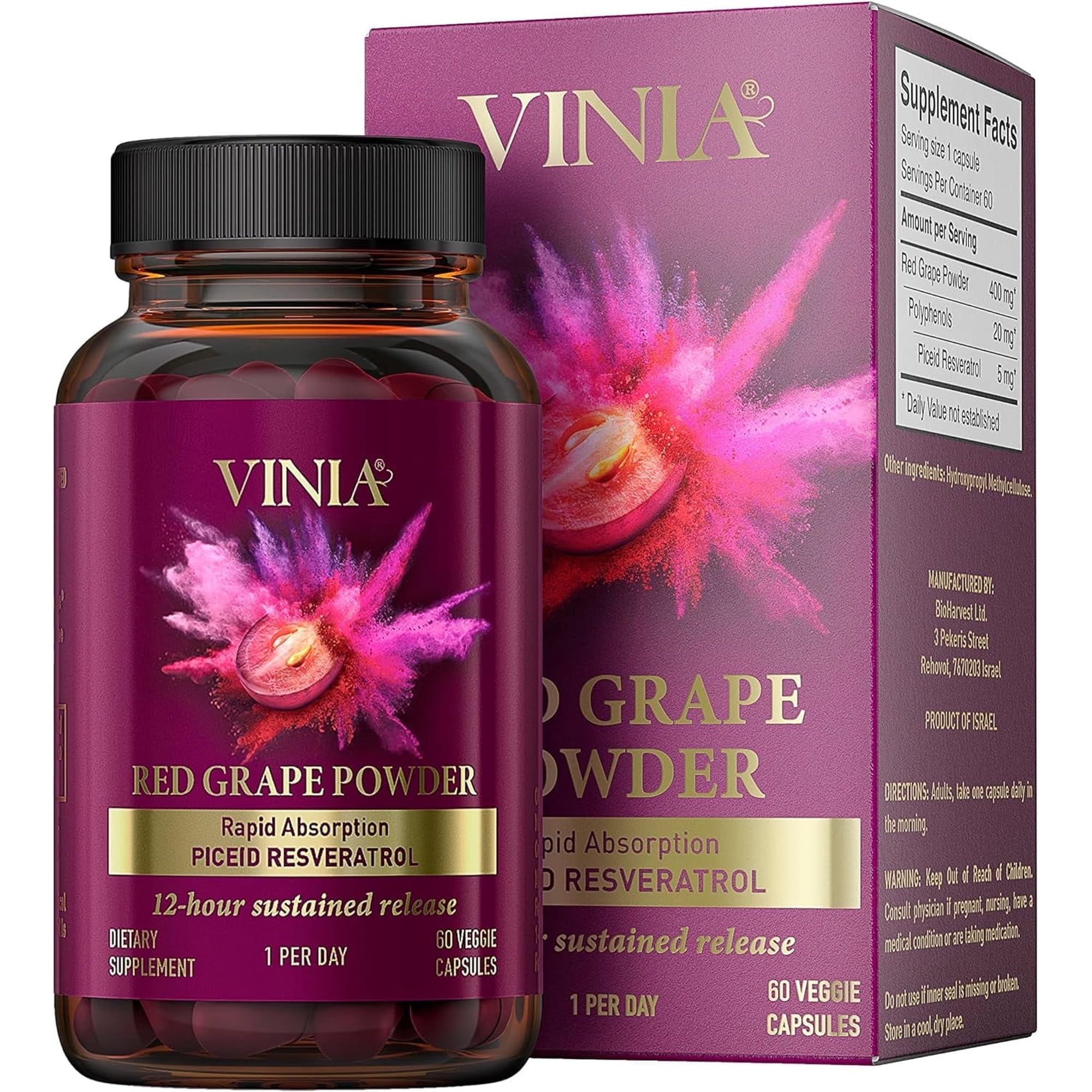 12-Hour Sustained Release Piceid Resveratrol Supplement. Nitric Oxide Supplement. Supports Heart Health, Blood Flow, Boost Oxygen Superfood Powder, Keto Friendly. Vegan & NON-GMO. 60 Day Supply.