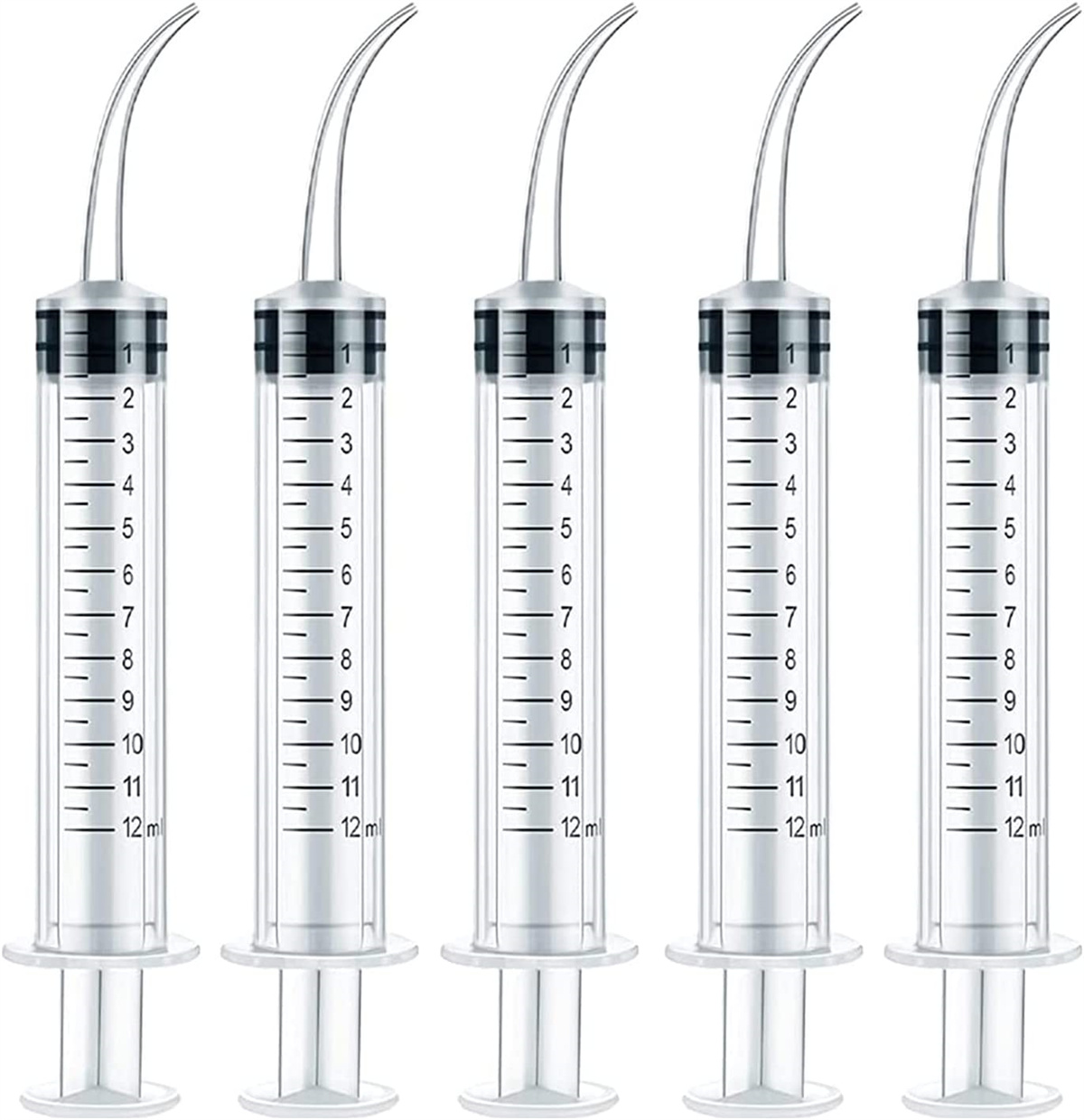 Casewin 8 Pcs 12ml Dental Irrigation Syringe with Curved Tip Disposable