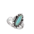 thumbnail image 4 of Wide Simulated Turquoise Beaded Halo Oxidized Ring 925 Sterling Silver Band Blue CZ Female Size 8, 4 of 4