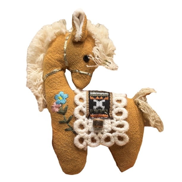 Llavero con colgante de bolso de algodón y lino con diseño de caballo, estilo vintage, para mochila escolar, accesorios para bolsos portátiles
