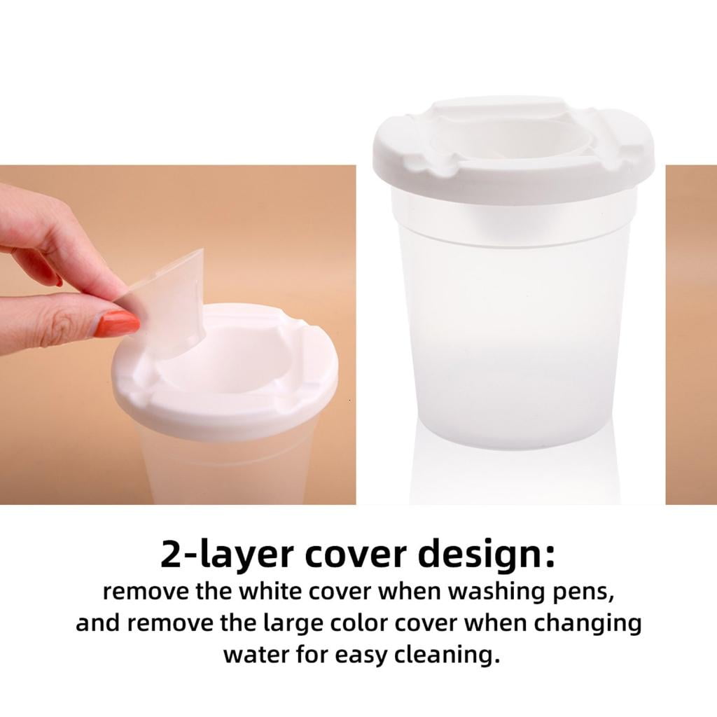 Giaone 12/24Pcs Reusable Plastic Paintbrush Cleaning Cup for Children Art Painting