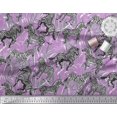 thumbnail image 2 of Soimoi Purple Poly Georgette Fabric Leaves & Wild Animal Print Fabric by The Yard 52 Inch Wide, 2 of 3