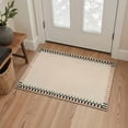 thumbnail image 4 of 2x7 Area Rugs Machine Washable Non Slip Low Pile Runner Rug for Hallway, Laundry Room, Bedroom, Bathroom, Indoor Striped Border Print Pattern Lightweight Floor Mat, Cream Beige, 4 of 4