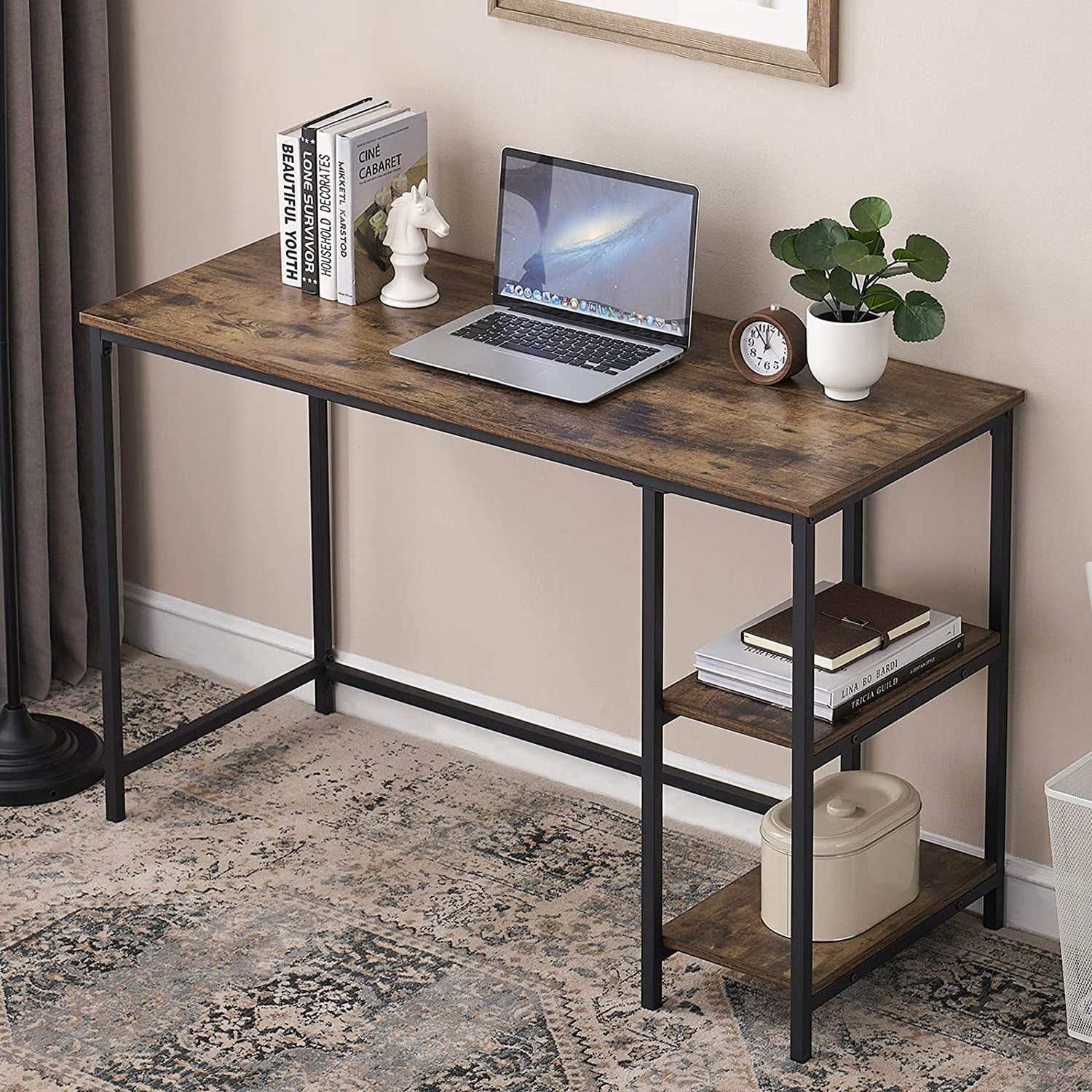 Rustic Study Writing Desk Laptop Table Workstation for Home Office 39 Inch Home Office Desk for Small Space Rustic Brown FELLYTN Small Computer Desk with Shelves