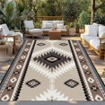 thumbnail image 2 of Brown Boho Outdoor Rug 6x9 Ft - Reversible Patio Rug Outdoor Camping Rugs, Vintage Rustic Southwest Aztec Geometric Washable Indoor Outdoor Area Rugs, Non-Slip Outdoor Carpet Runner for Deck/Porch, 2 of 8