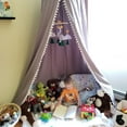 thumbnail image 7 of Kids Bed Canopy with PomPom Cotton Canopy for Crib Baby Girl Netting Cover Canopy Crib Curtain Reading Nook Hanging Tent Nursery Play Game Castle House Decoration - grey, 7 of 7