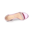 thumbnail image 4 of BLISSFUL STEP Women's Open Toe Ankle Strap Buckle Block Heels Glitter Sandals Pink 7, 4 of 8