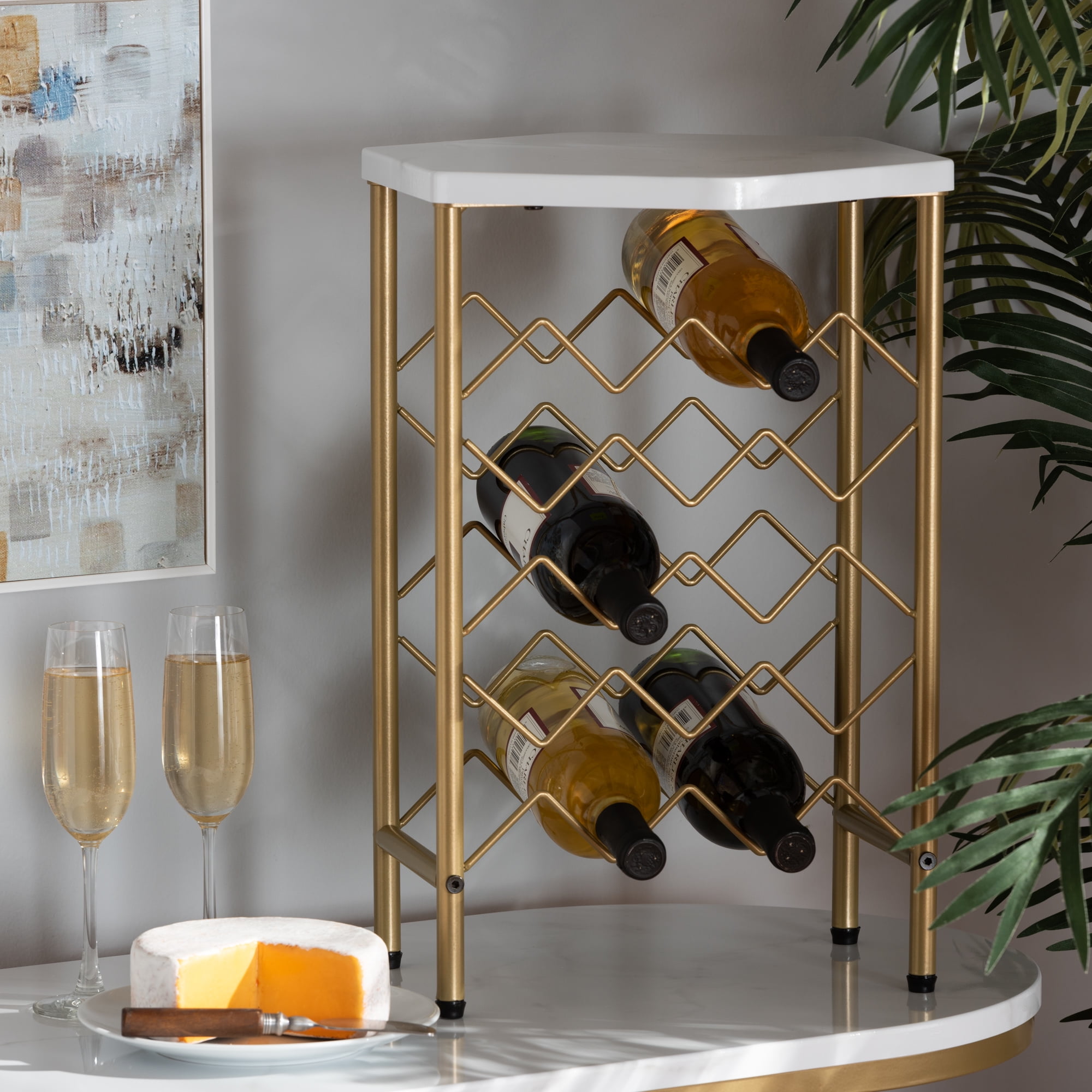 Baxton Studio Phoebe Modern and Contemporary Gold Finished Metal Wine